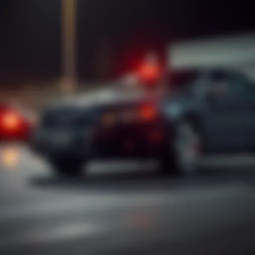 A 2005 Audi A4 parked with the check engine light illuminated and brake indicators showing. The car appears to be in distress with a concerned buyer standing nearby.