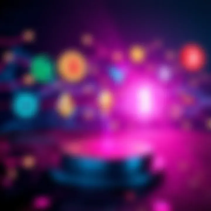 A digital representation of various cryptocurrency logos and advanced technology symbols, showcasing innovation in the crypto space.