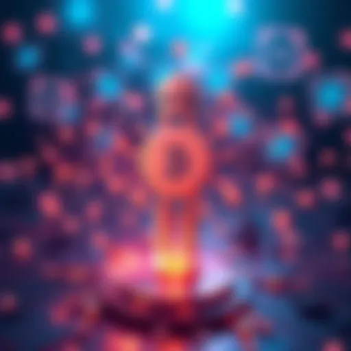A digital illustration showing the connection between artificial intelligence and decentralized finance, featuring symbols of AI and blockchain technology merging together.