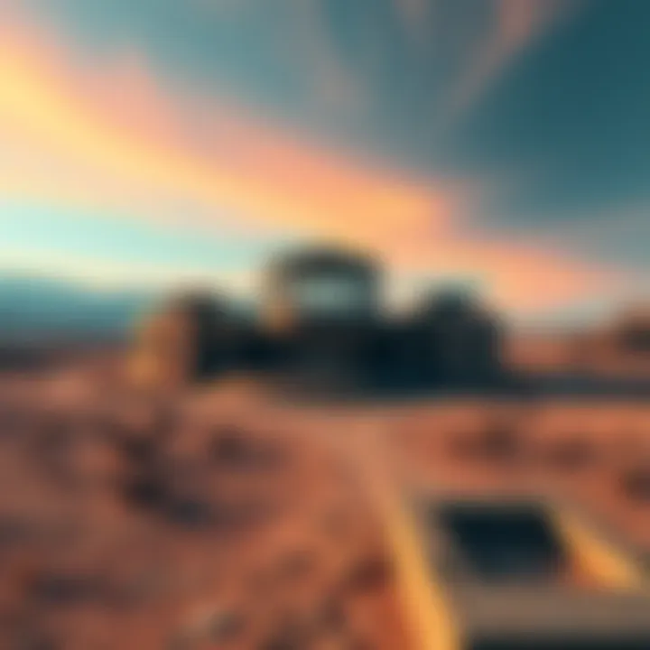 A view of the unfinished welcome center in Akon's abandoned $6 billion crypto city project surrounded by barren land