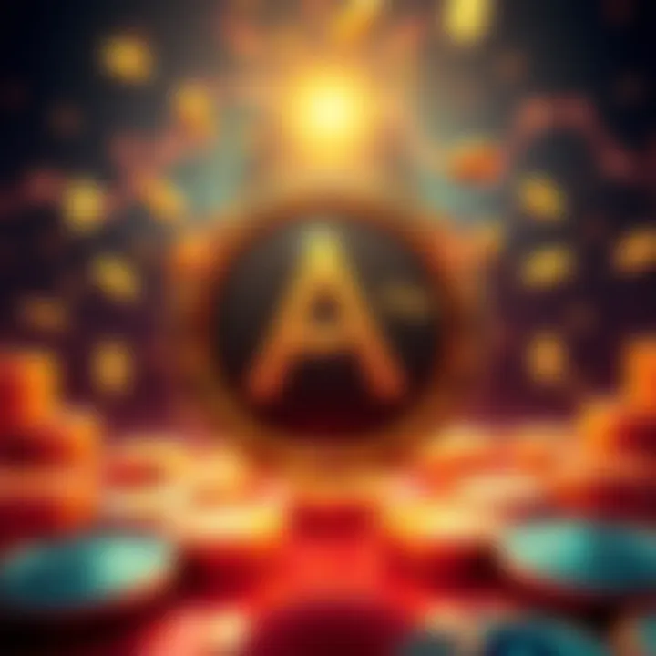 Illustration of the Alchemy Pay logo with digital currency symbols around it