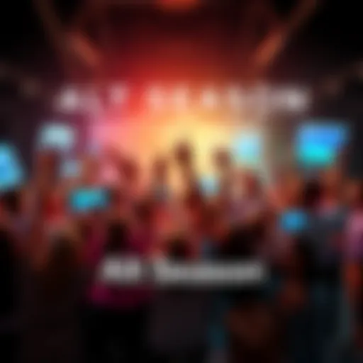 Group of excited people celebrating the start of Alt Season with charts and graphs showing rising trends