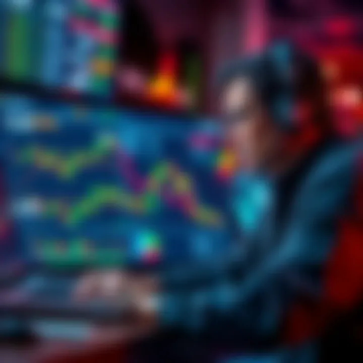 A trader looking at a laptop screen displaying various altcoin prices and charts, contemplating investment options with $400.