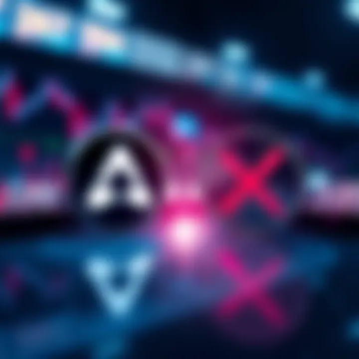 A graphic showing Amp Token symbol competing with XRP symbol, illustrating a potential rise in Amp Token's value
