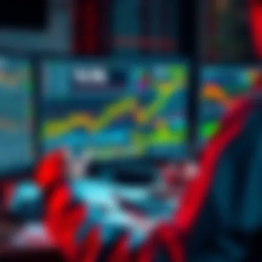 A person reviewing charts and graphs related to cryptocurrency values and trends on a computer screen, with notes and a calculator nearby.