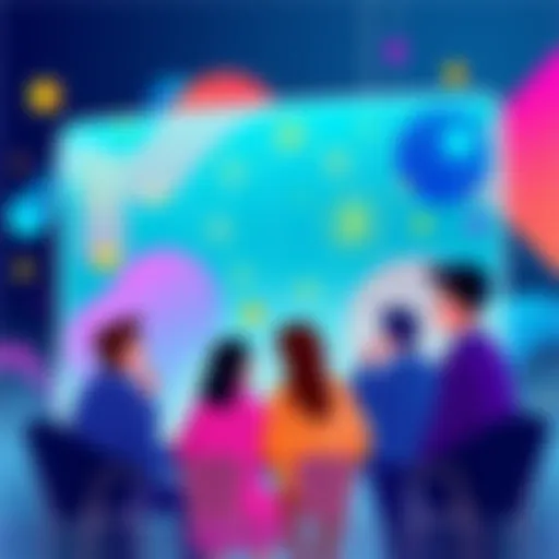 A digital illustration of people sharing thoughts in a secure online space, symbolizing anonymity in blockchain. The background shows abstract, colorful shapes representing diverse ideas.