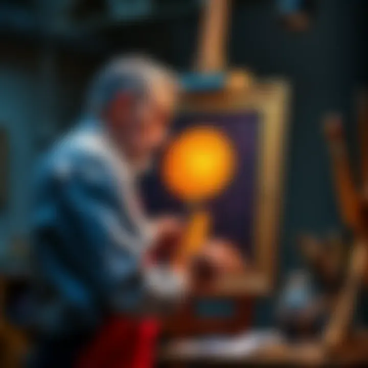 An artist painting a replica of a famous artwork, showcasing the act of imitation in art creation