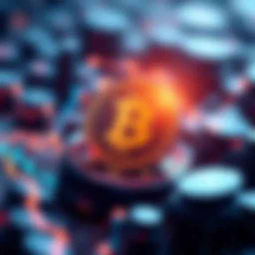 A visual representation of an asset-backed crypto token, showing a token icon with financial symbols around it, indicating its connection to the crypto market.