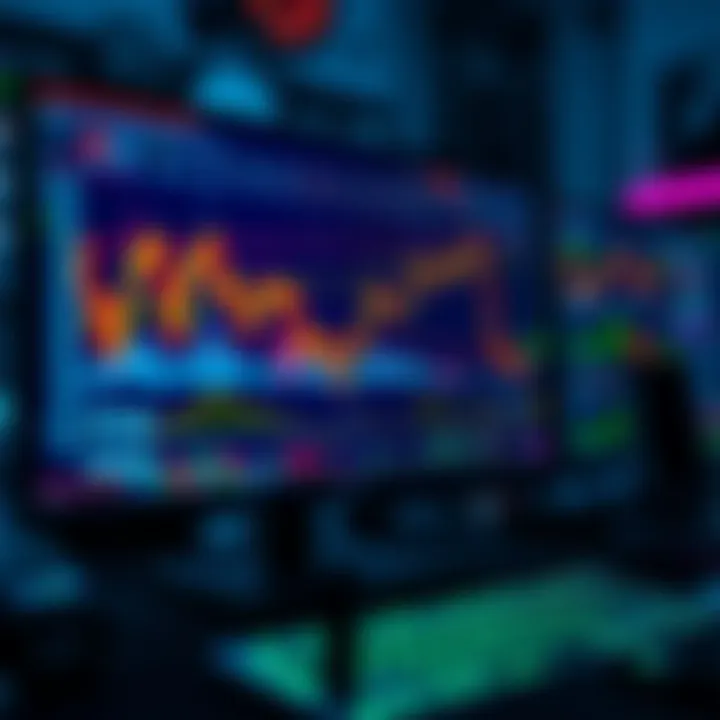 A graphic showing a computer screen with graphs and charts related to cryptocurrency trading, illustrating automated trades happening in real-time.
