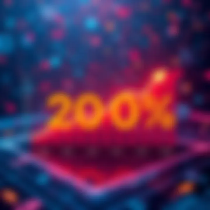 Graph showing 200% increase in daily active addresses on Avalanche Network, with a background of digital symbols representing cryptocurrency