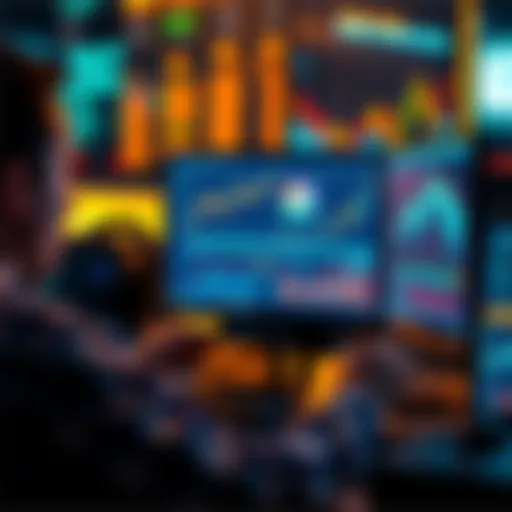 A person using a computer to explore digital currency options, with charts and graphs on the screen.