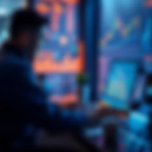 A person reviewing investment options with a laptop and financial charts