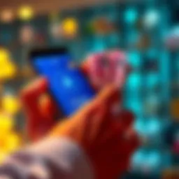 A person using a smartphone to access a cryptocurrency wallet for buying and selling, with Canadian currency visible.
