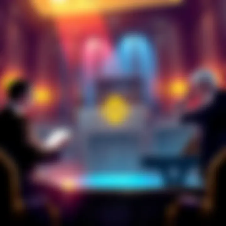 A courtroom scene with lawyers presenting their arguments, highlighting a legal battle between Binance and FTX.