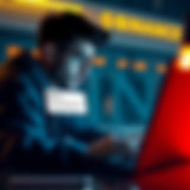 A Binance user looking worried while checking their frozen account on a laptop, with a notification from support asking for a refund video.