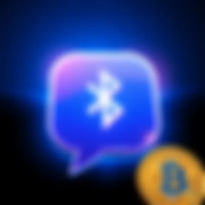 Illustration of BitChat app logo featuring a Bluetooth symbol and a Bitcoin coin, symbolizing offline transactions.