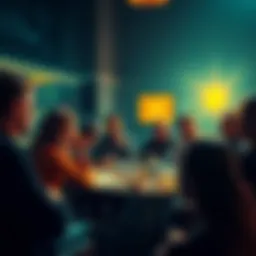 A group of people engaged in a discussion about Bitcoin, sharing ideas and asking questions in a community setting.