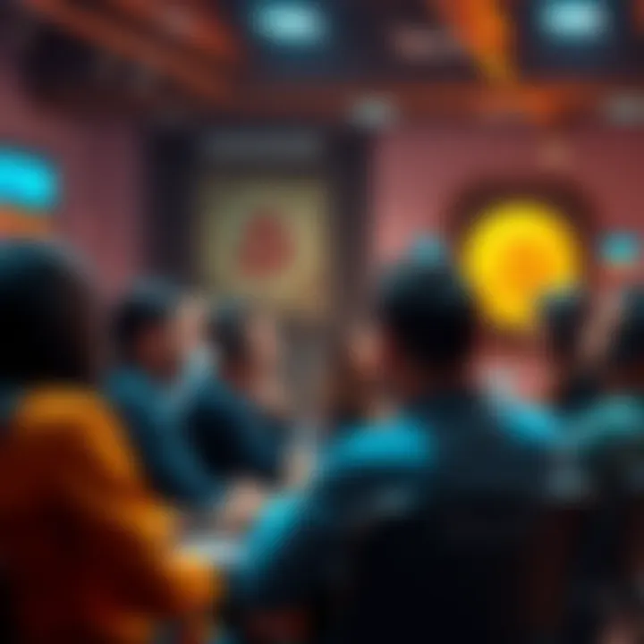 A group of people engaging in a lively conversation about Bitcoin on a forum, sharing insights and asking questions.