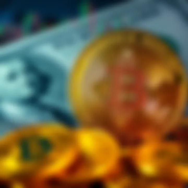 A visual showing Bitcoin and the US dollar, highlighting the dollar's decline and Bitcoin's potential rise to $100,000, with graphical price trends.