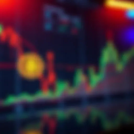 A downward trend line on a Bitcoin price chart with red arrows indicating potential drop