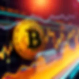 A visual representation of Bitcoin's price fluctuations with a downward trend and speculative forecasts for the future.
