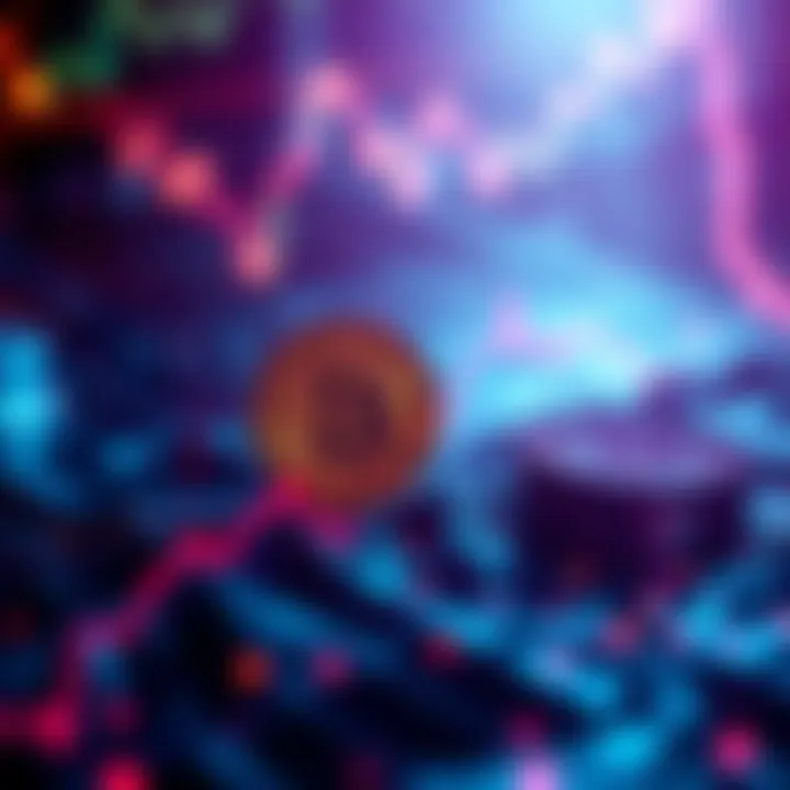 A visual representation of Bitcoin with an upward trend line illustrating potential price growth