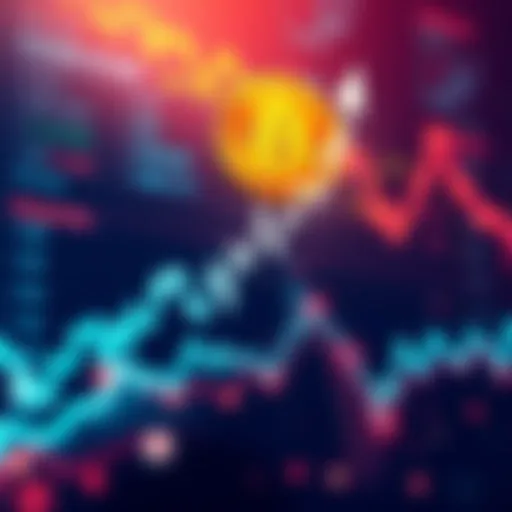 Graph showing Bitcoin price skyrocketing with a background of financial symbols
