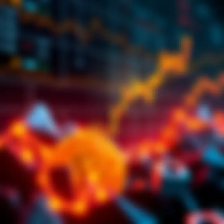 Graph showing Bitcoin's price increase while altcoins drop, symbolizing market trends