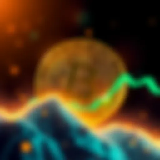 Bitcoin logo with a graph showing an upward trend, indicating a rise in value to $127,000