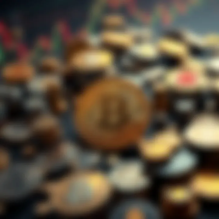 A graphic showing Bitcoin at the center with various alt coins surrounding it, illustrating market trends and investor sentiment.