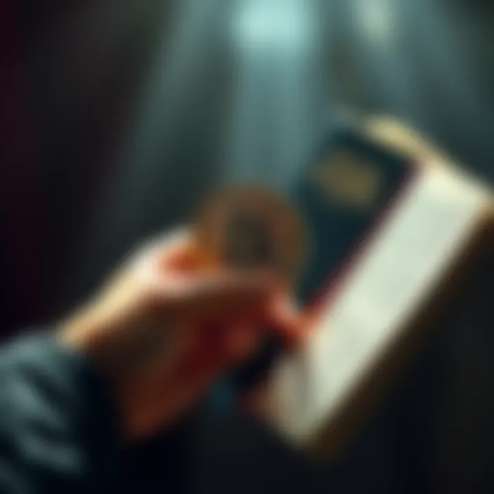 A person holding a Bitcoin coin in one hand and a Bible in the other, symbolizing the connection between faith and finance.