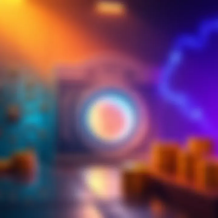 A visual of a Bitcoin bank with a secure vault, symbolizing custodial savings and the Lightning Network for fast payments.