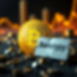 A Bitcoin symbol next to a bankruptcy sign, representing the financial struggles in the cryptocurrency market due to legislation.