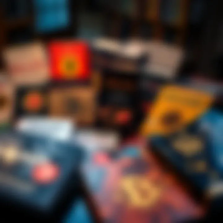 A collection of beginner-friendly books about Bitcoin spread out on a table, with bright covers and easy-to-read titles, inviting readers to explore Bitcoin knowledge.