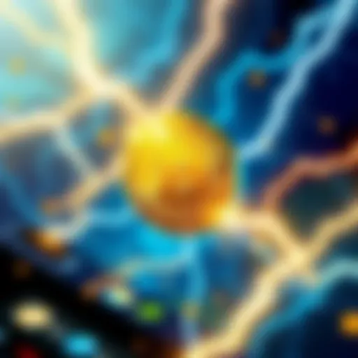 Illustration of Bitcoin Cash logo with lightning bolts symbolizing fast transactions and micropayments in a digital setting