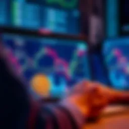 A person analyzing Bitcoin charts on a laptop with profit indicators