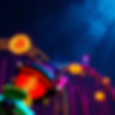 A colorful representation of the Bitcoin coaster meme, showing a roller coaster with Bitcoin symbols going up and down, symbolizing volatility and community excitement in crypto culture.