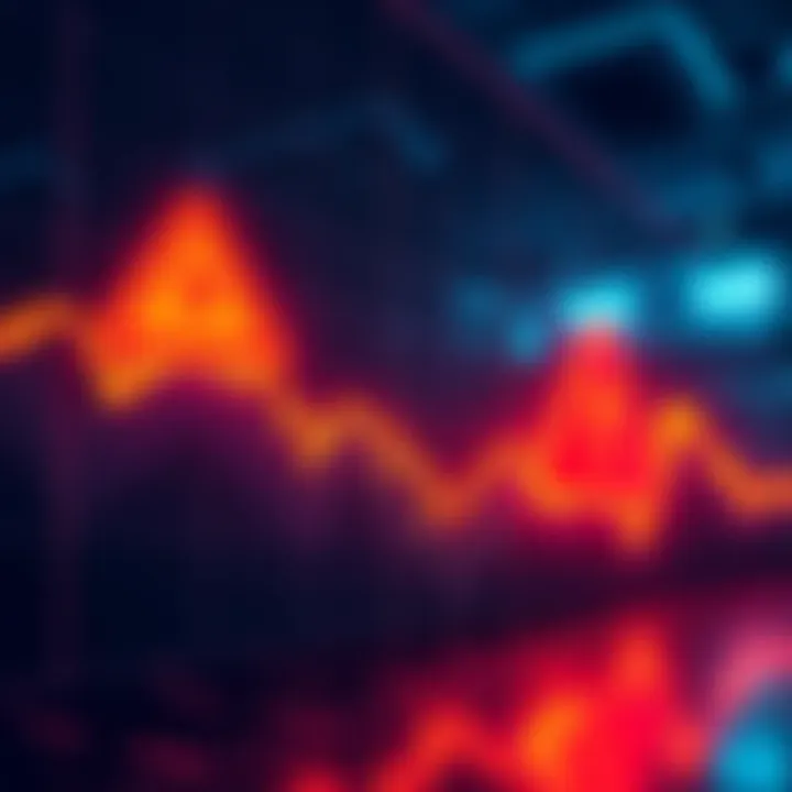 Graph showing a downward trend in Bitcoin prices over time, with a warning sign overlay.