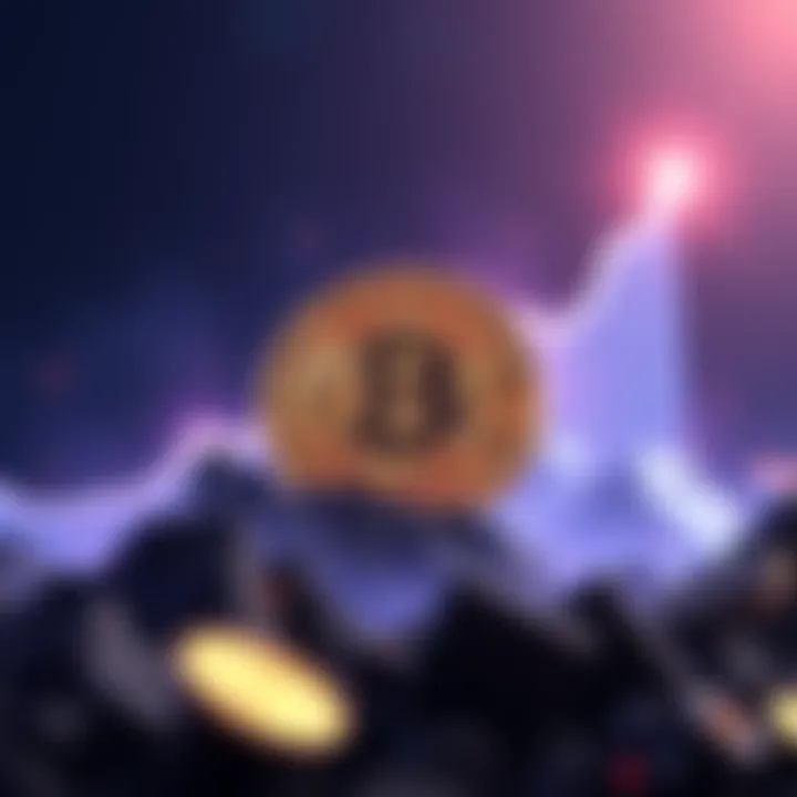 Illustration showing Bitcoin symbol with a rising graph, representing its 63% market dominance, while altcoins fade in the background.