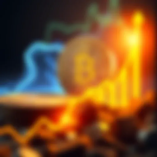 Visual representation of Bitcoin and lesser-known forks like Bitcoin Cash, showing a rising graph to symbolize price surges.