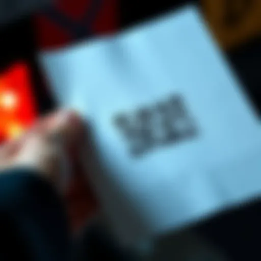 A close-up of two scanning codes printed on a piece of paper related to a Bitcoin gift, with a person's hand holding the paper.