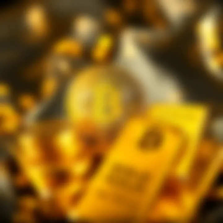 A visual showing Bitcoin coins next to gold bars, illustrating the difference in value perception.