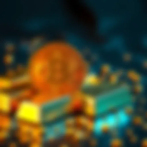 A visual showing Bitcoin symbol alongside gold bars, representing the competition between Bitcoin and gold as investment assets.