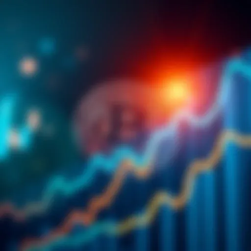 A Bitcoin symbol surrounded by a graph showing significant upward trends, representing its growth over the past year.