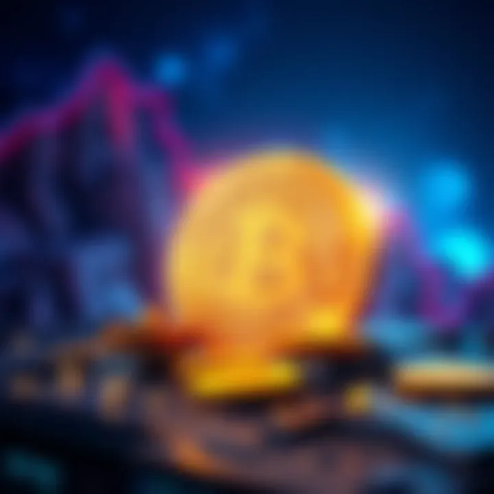 Illustration of Bitcoin halving with coins decreasing in size, symbolizing reduced rewards over time