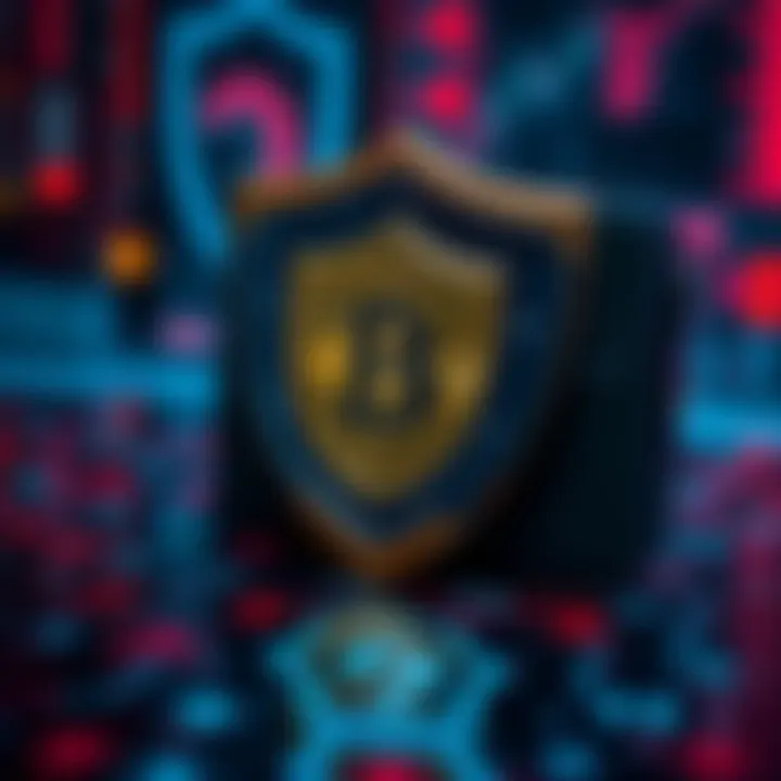 A Bitcoin hardware wallet displayed with a shield symbol, representing security and safety.