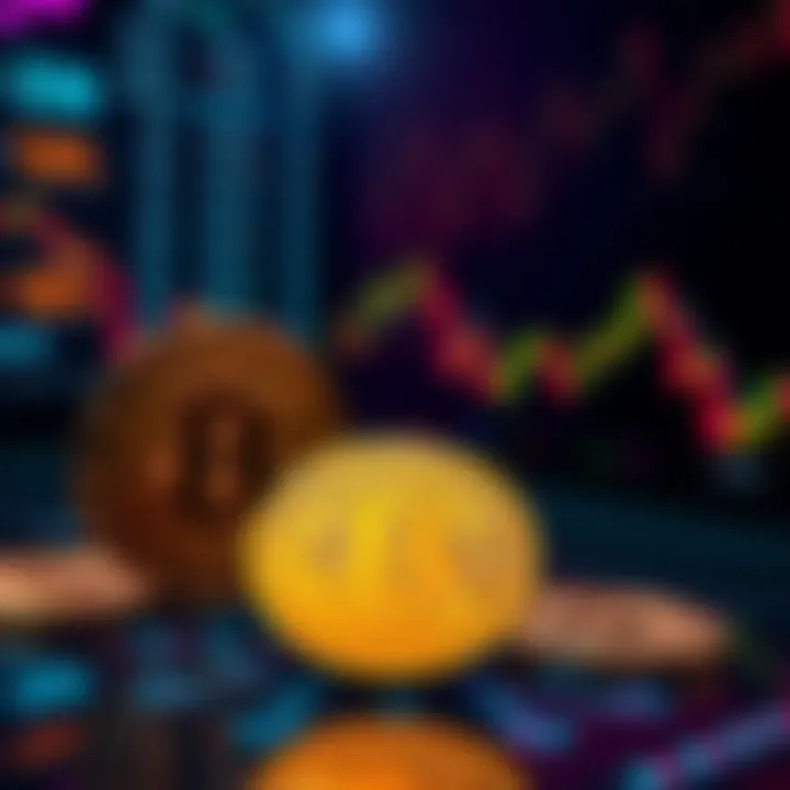 A digital representation of Bitcoin coins with a backdrop of a decentralized exchange interface, illustrating anonymity in transactions.