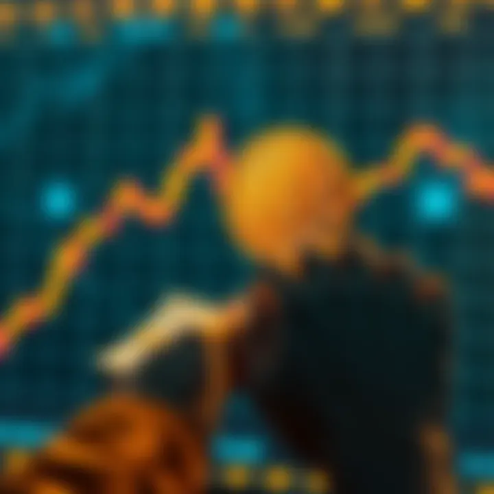 A person looking at a rising Bitcoin chart while holding cash, representing the choice between investing or saving against inflation.
