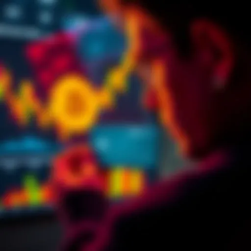 A person looking at a graph showing Bitcoin price trends, with a credit card in hand, symbolizing the risks of investing in cryptocurrency on credit.