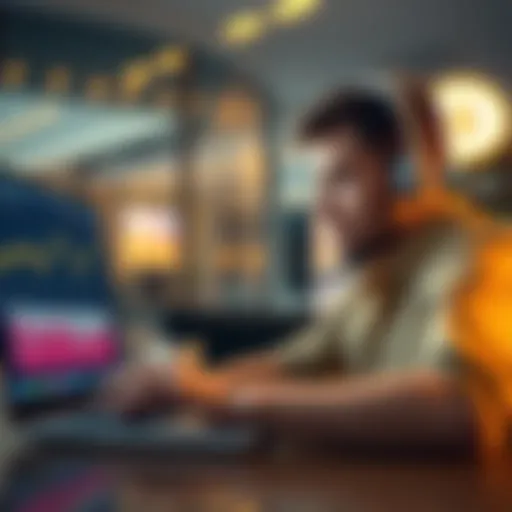 A person looking at Bitcoin charts on a laptop with a thoughtful expression, considering investment options.